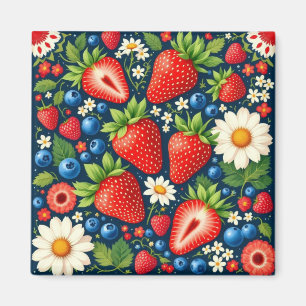 imán floral de fresa