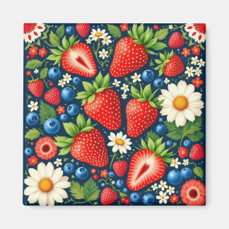 imán floral de fresa