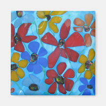 imán floral de fusión de vidrio