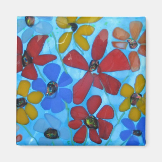 imán floral de fusión de vidrio (Frente)