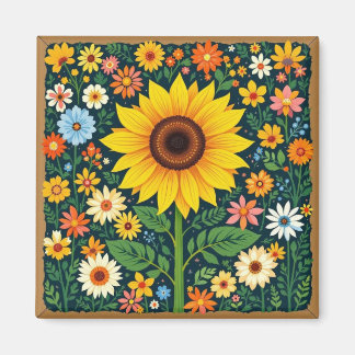 Imán floral de girasol