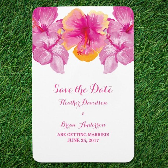 Imán Floral de Hibiscus Save the Date Flexi Magnet (Brushed Hibiscus Floral Save the Date Magnet)
