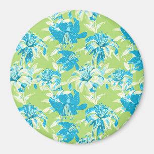 Imán Floral de lirio suave verde azul