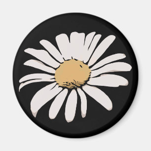 Imán floral de margarita negra