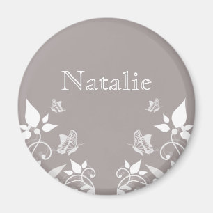 Imán floral de mariposa de marfil