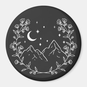 Imán Floral de montaña en blanco