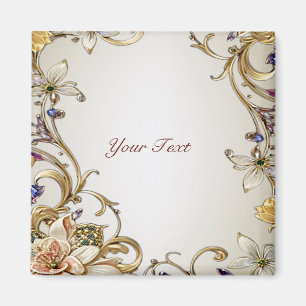 Imán floral de oro blanco