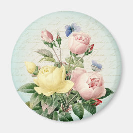 Imán floral de rosa vintage