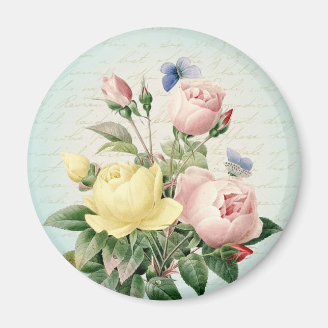 Imán floral de rosa vintage (Frente)