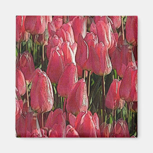 Imán Floral de tulipanes rosados