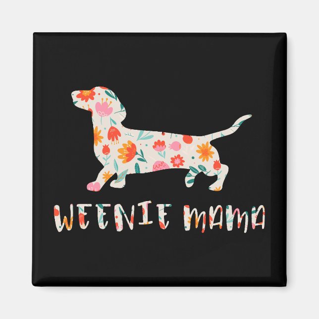 Imán Floral de Weenie Mama Dachshund (Frente)