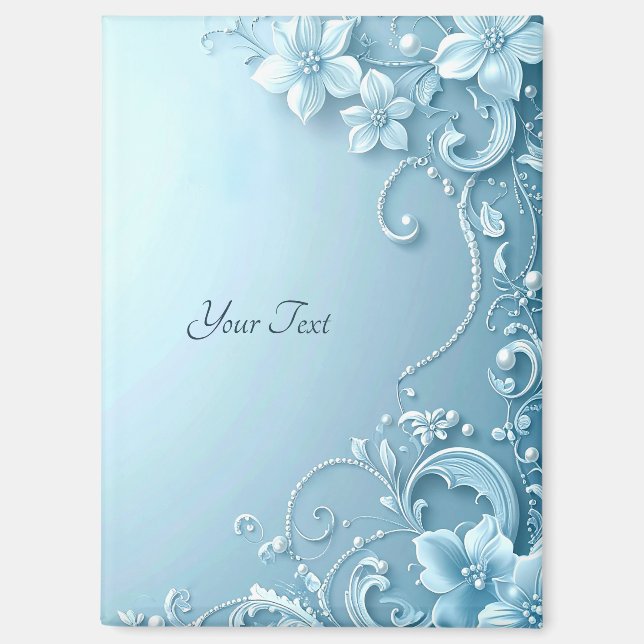 Imán floral decorativo azul (Anverso)