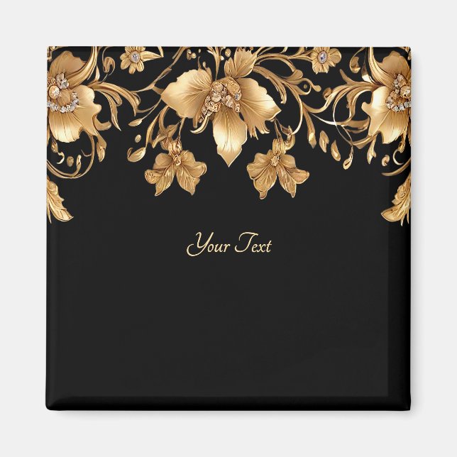 Imán Floral Dorado (Frente)