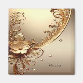 Imán floral dorado ornamentado