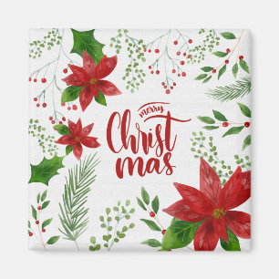 Imán floral elegante de las Felices Navidad el  