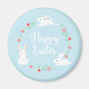 Imán floral elegante del conejito de pascua el  