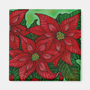 Imán floral enrrollado del Poinsettia