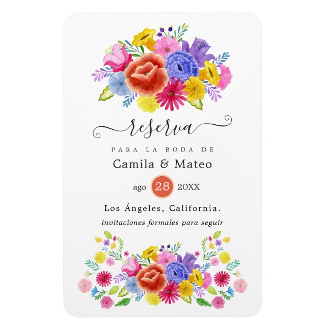 Imán Floral Español Fiesta Wedding Save the Date (Vertical)