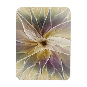 Imán Floral Fantasía Oro berenjena Resumen Arte Fractal