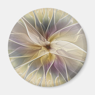 Imán Floral Fantasía Oro berenjena Resumen Arte Fractal