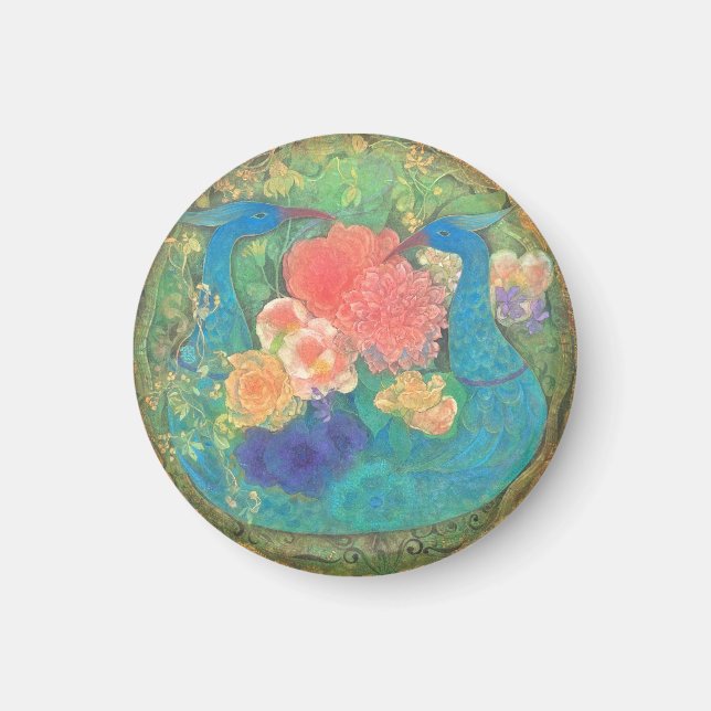 Imán Floral Fantasia: Peacocks in Bloom (Frente)