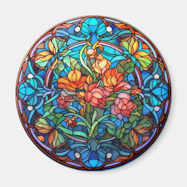Imán Floral Faux Stained-Glass