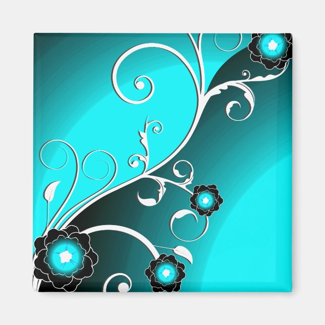 Imán Floral fina Aqua Guay Cute Girly Retro (Frente)