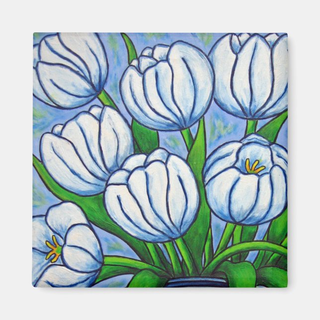 Imán Floral Funky - Tulipán blanco (Frente)