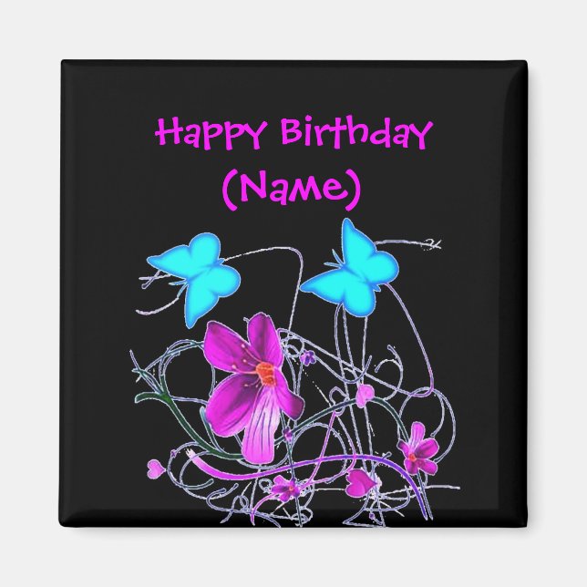 Imán Floral Happy Birthday Magnet (Frente)
