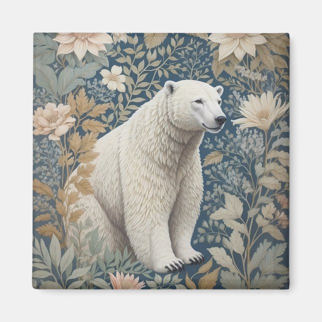 Imán Floral inspirada en el oso polar William Morris (Frente)