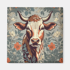 Imán Floral inspirada por William Morris, Vintage Cow