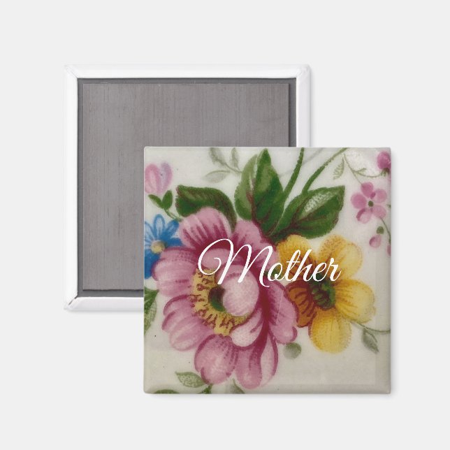 Imán Floral Inspirado en Porcelana (Anverso/Reverso)