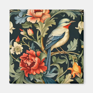 Imán Floral intrincada con pájaro