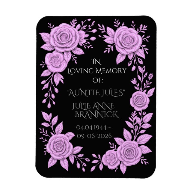 IMÁN FLORAL LAVENDER. IN LOVING MEMORY KEEPSAKE,  (Vertical)