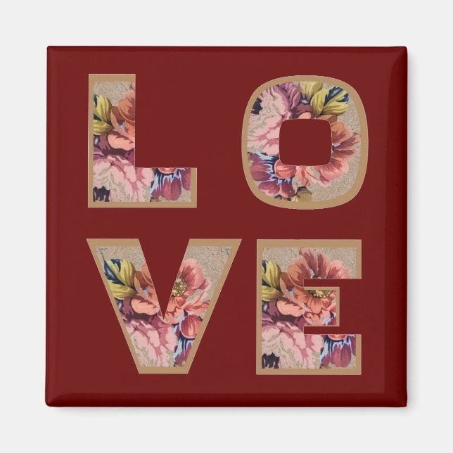 Imán Floral Love Letters Burgundy (Frente)