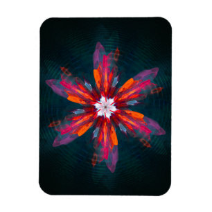 Imán Floral Mandala Flores Naranja Azul Rojo Resumen