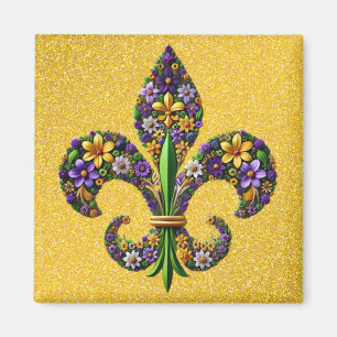 Imán Floral Mardi Gras fleur de lis