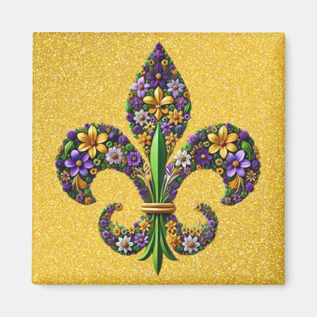 Imán Floral Mardi Gras fleur de lis (Frente)