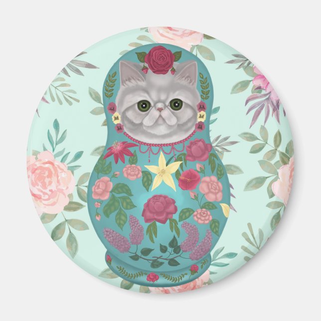 Imán Floral Meowtreshka (Frente)