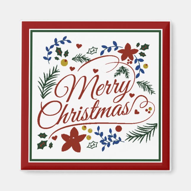 Imán Floral Merry Christmas Magnet (Frente)