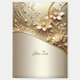 Imán floral moderno ornamentado con perlas de oro