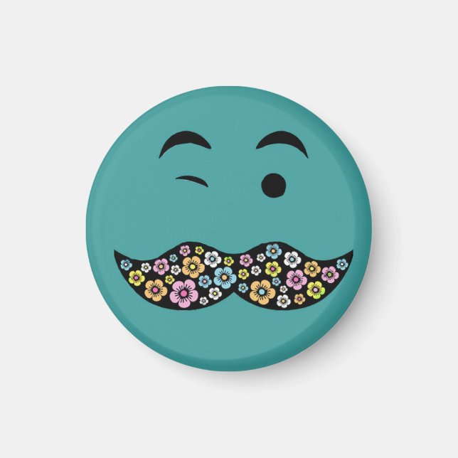 Imán Floral Mustache Face (Frente)