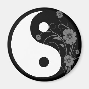 Imán floral negro de Yin Yang