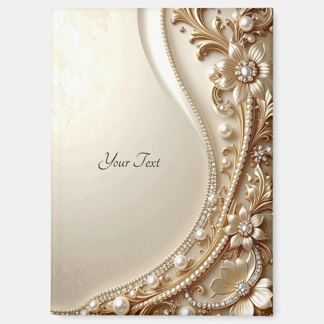 Imán floral ornamentado de oro elegante (Anverso)