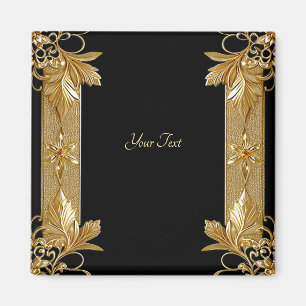 Imán Floral Ornate Dorado Negro