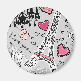 Imán Floral París Eiffel Torre de color rosa y gris neg