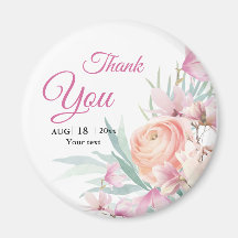 Floral Pink and Orange Wedding Thank You
