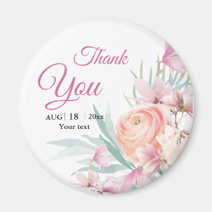 Imán Floral Pink and Orange Wedding Thank You