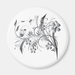 Imán Floral plateada