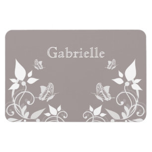 Imán Floral Premium Floral de mariposa de marfil